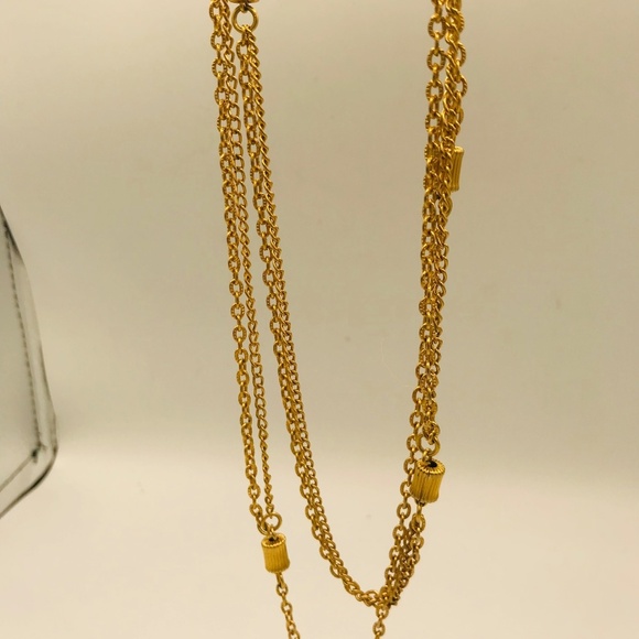 Vintage Long Gold Tone Metal Chain Necklace - Picture 3 of 5